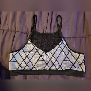 Sports bra gray and black with fish net front top area